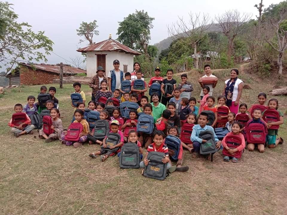 Santosh - school children with backpacks