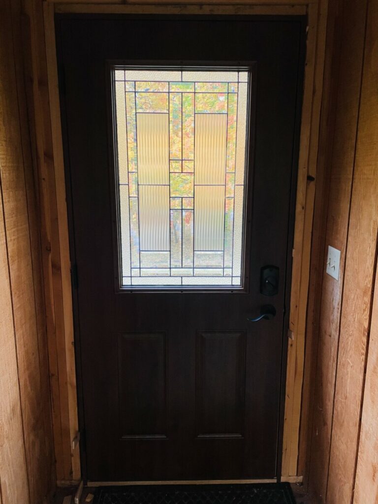 We were able to replace the front door. It is absolutely gorgeous!